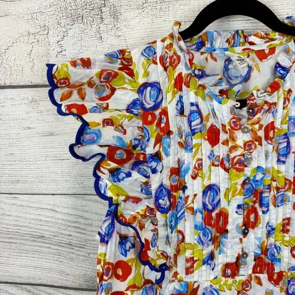 Entro Women's White Blue Floral Sleeveless Tiered Midi Dress Size Medium - Picture 6 of 11